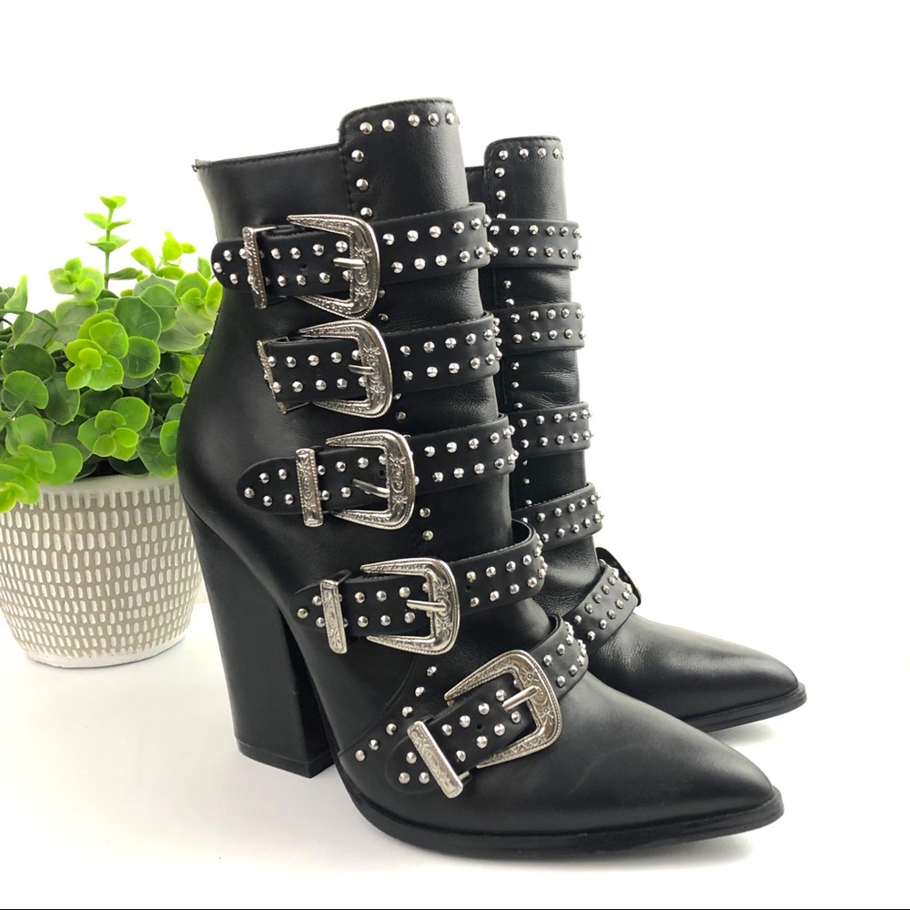 Steve Madden Comet Studded Buckle Pointed Black L… - image 3